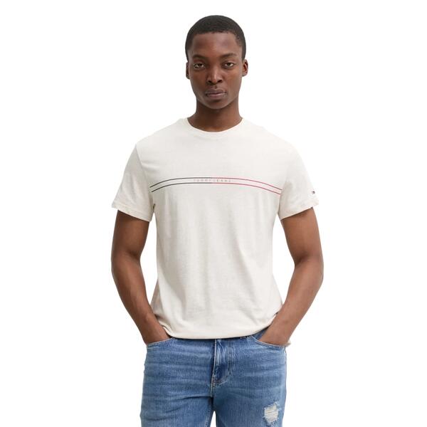 Αντρικό T-shirt Tommy Jeans Slim Entry Graphic Ext Ecru DM0DM20779-YBL