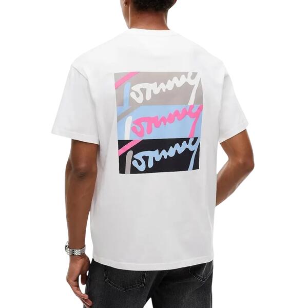 Ανδρικό T-shirt Tommy Jeans Tjm Rlx Signature Tee Ecru DM0DM23597-YBL