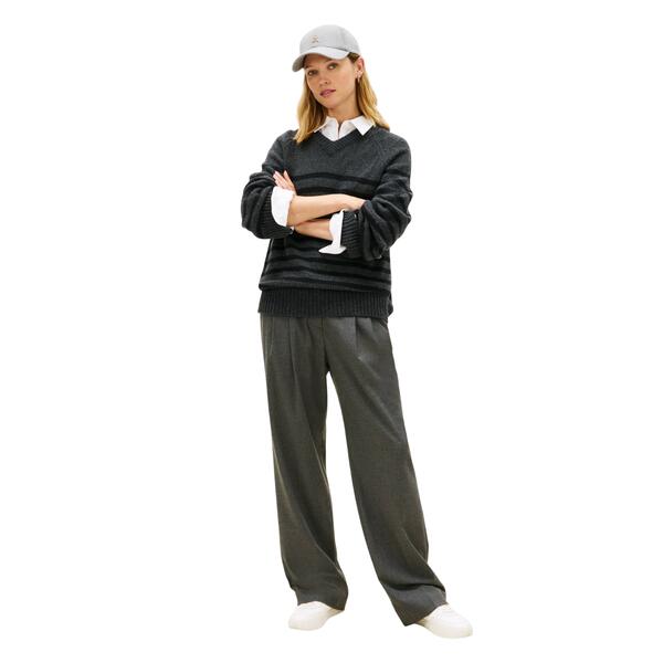 Γυναικείο Παντελόνι Tommy Hilfiger Flannel Relaxed Straight Pant Mid Grey Heather WW0WW48358-P03