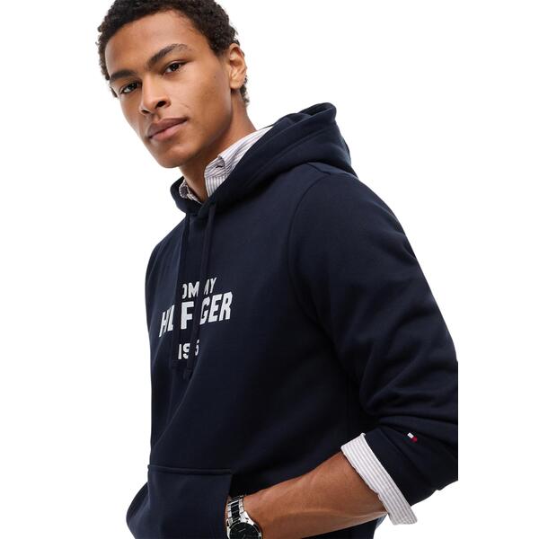 Ανδρικό Φούτερ Tommy Hilfiger Hilfiger Stack Reg Fleece Hoodie Navy Blue MW0MW44937-DW5