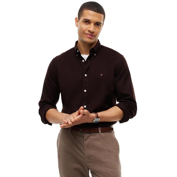 Ανδρικό Πουκάμισο Tommy Hilfiger Flex Flannel Solid Rf Shirt Chocolate MW0MW40469-HJT