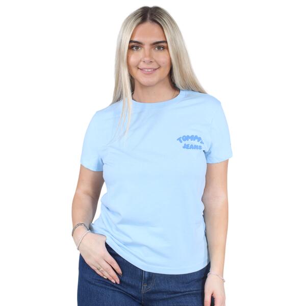Γυναικείο T-Shirt Tommy Jeans  Reg Tj Bubble Ss Tee Ext Light Powdery Blue DW0DW22310-C1T