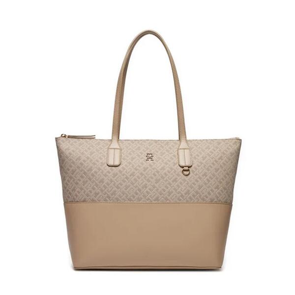 Γυναικεία Τσάντα Tommy Hilfiger Th Jacquard Shoulder Bag Beige AW0AW17070-AEG