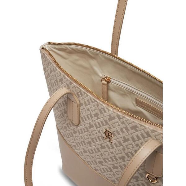 Γυναικεία Τσάντα Tommy Hilfiger Th Jacquard Shoulder Bag Beige AW0AW17070-AEG