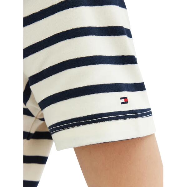 Γυναικείο T-shirt Tommy Hilfiger Reg Stripe Gold Btn C Nk Ss Calico Dark Night Navy Stp WW0WW42907-0FC