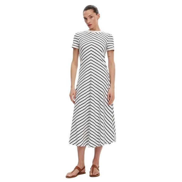 Γυναικείο Φόρεμα Tommy Hilfiger Modern Ff Midi Breton Stp Ecru Drk Night Navy WW0WW44547-04S