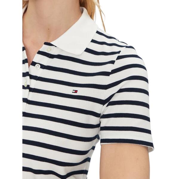 Γυναικείο Polo Tommy Hilfiger 1985 Slim Pique Ss Breton Ecru Dark Night Navy Stp WW0WW43225-0BF