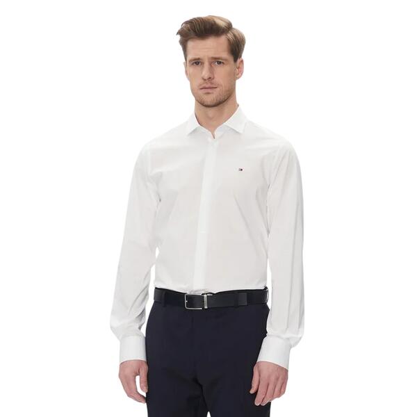 Ανδρικό Πουκάμισο Tommy Hilfiger Cl Stch Pop Ctrst Shirt Prkf Optic White MW0MW39279-YCFR