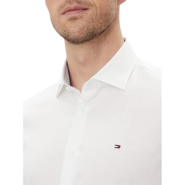 Ανδρικό Πουκάμισο Tommy Hilfiger Cl Stch Pop Ctrst Shirt Prkf Optic White MW0MW39279-YCFR