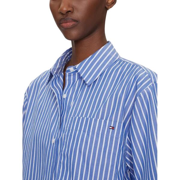 Γυναικείο Πουκάμισο Tommy Hilfiger Poplin Boxy Short S/S Shirt Stacking Stp Verona Blue WW0WW44717-0YA