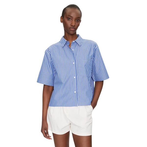 Γυναικείο Πουκάμισο Tommy Hilfiger Poplin Boxy Short S/S Shirt Stacking Stp Verona Blue WW0WW44717-0YA