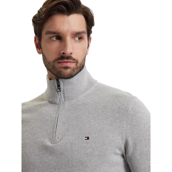 Ανδρικό Πουλόβερ Tommy Hilfiger Pima Org Ctn Cashmere Zip Mock Light Grey Heather MW0MW28049-P01