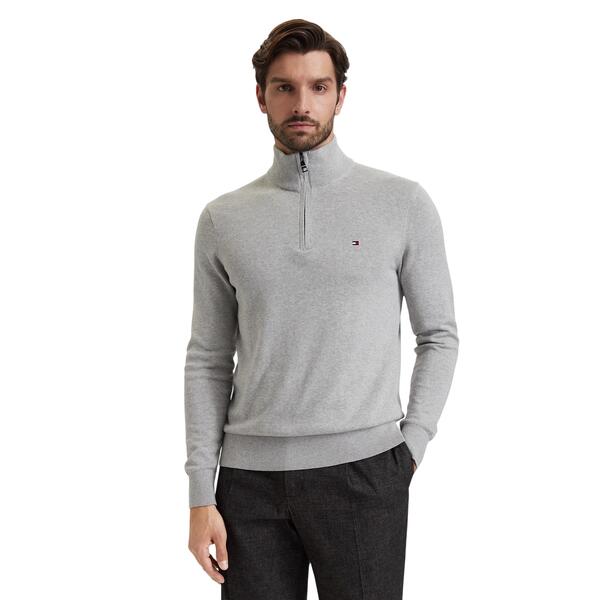 Ανδρικό Πουλόβερ Tommy Hilfiger Pima Org Ctn Cashmere Zip Mock Light Grey Heather MW0MW28049-P01