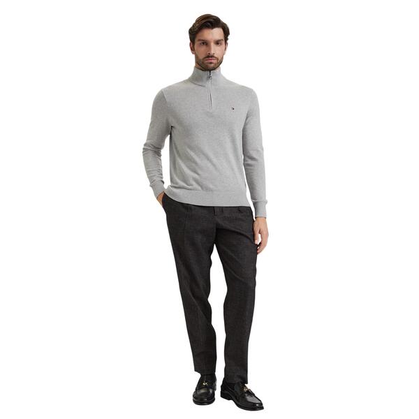 Ανδρικό Πουλόβερ Tommy Hilfiger Pima Org Ctn Cashmere Zip Mock Light Grey Heather MW0MW28049-P01