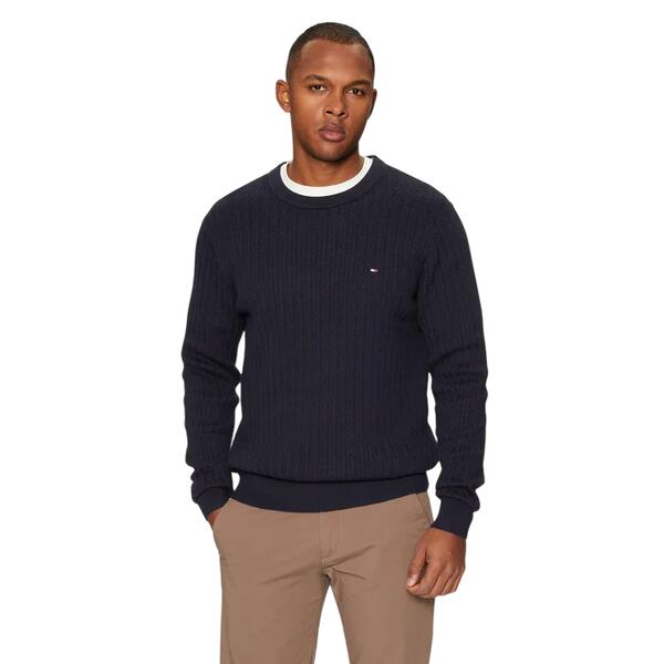 Αντρικό Πουλόβερ Tommy Hilfiger Herringbone Structure C Nk Desert Sky MW0MW37400-DW5