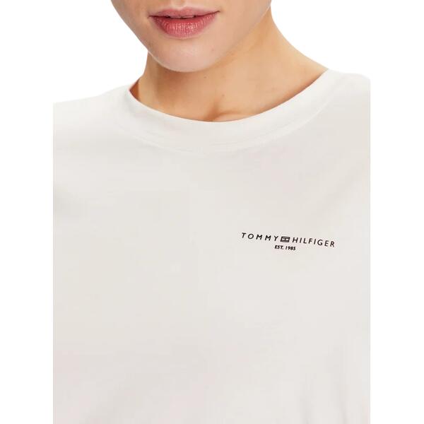 Γυναικείο T-shirt Tommy Hilfiger 1985 Reg Mini Corp Logo C-Nk Ss Nos Ecru WW0WW37877-02Z