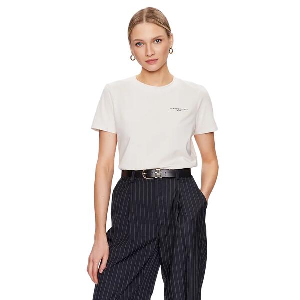 Γυναικείο T-shirt Tommy Hilfiger 1985 Reg Mini Corp Logo C-Nk Ss Nos Ecru WW0WW37877-02Z