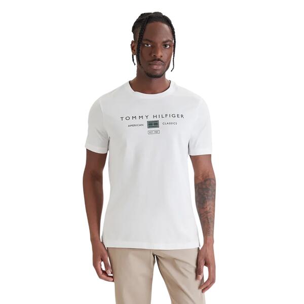 Ανδρικό T-shirt Tommy Hilfiger Brand Love Mono Stack Tee White MW0MW42365-YBR