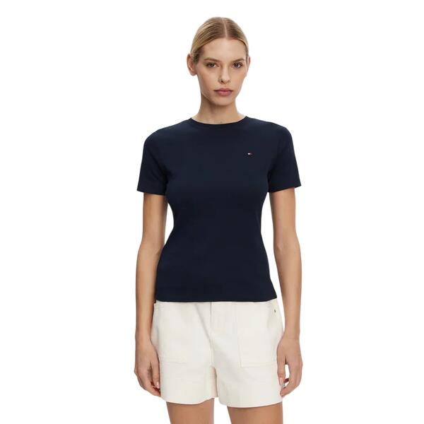 Γυναικείο T-Shirt Tommy Hilfiger New Slim Cody C_Nk Ss Breton Stp Dark Night Navy WW0WW40587-C1G