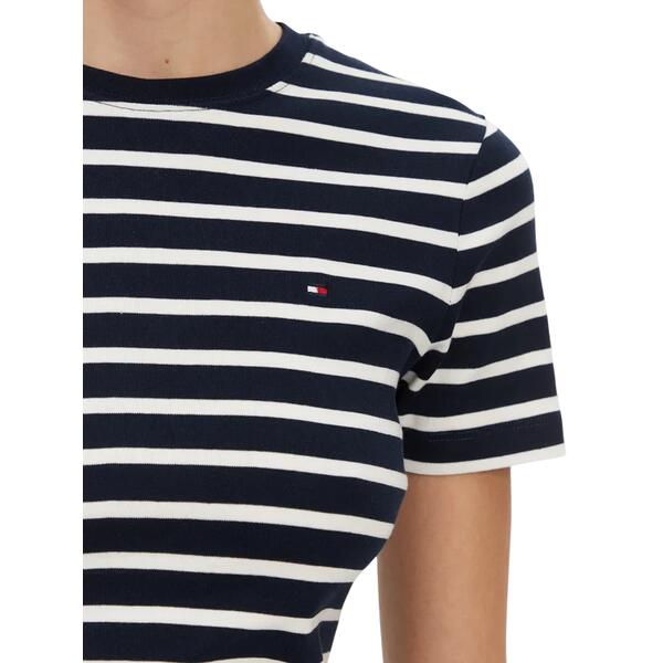 Γυναικείο T-Shirt Tommy Hilfiger New Slim Cody C_Nk Ss Dark Night Navy Ecru Stp WW0WW40587-0X4