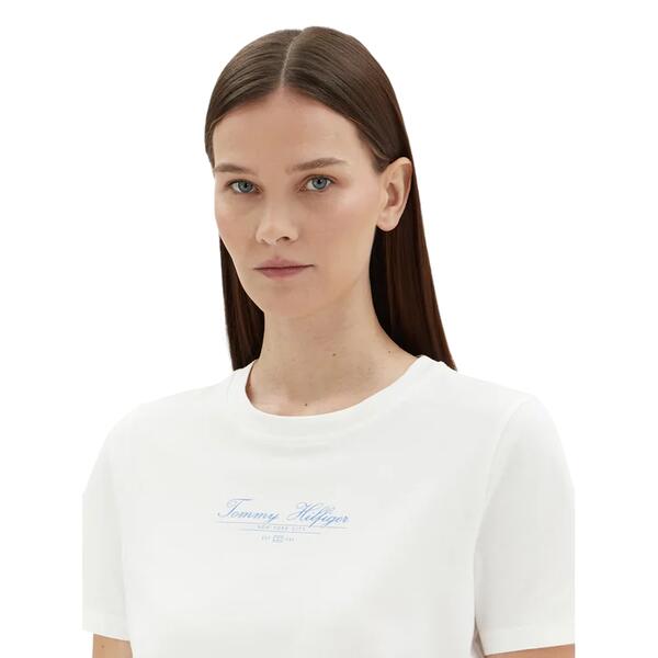Γυναικείο T-shirt Tommy Hilfiger Reg Script C Nk Ss Ecru WW0WW45428-YBL