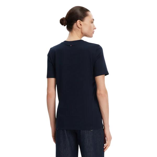Γυναικείο T-Shirt Tommy Hilfiger Reg Contrast Flag Ss Tee Th Dark Night Navy WW0WW45522-C1G