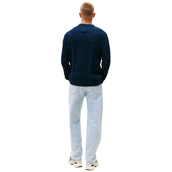 Ανδρικό Πουλόβερ Tommy Jeans Tjm Slm Badge Cable Knit Sweater Dark Night Navy Tonal DM0DM22101-0GY
