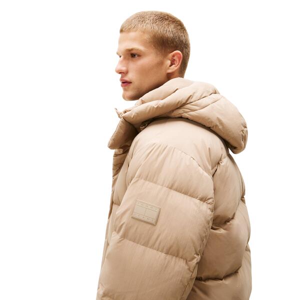 Ανδρικό Μπουφάν Tommy Jeans Hooded Down Puffer Coastal Taupe DM0DM22255-AFE