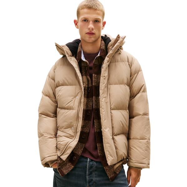 Ανδρικό Μπουφάν Tommy Jeans Hooded Down Puffer Coastal Taupe DM0DM22255-AFE