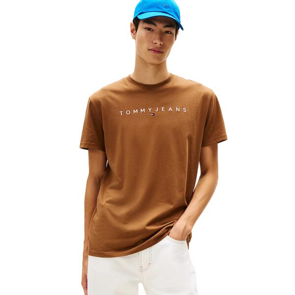 Ανδρικό T-Shirt Tommy Jeans Reg Linear Logo Tee Ext Pecan Nut Multi DM0DM20744-0HD