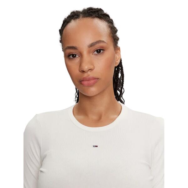 Γυναικεία Μπλούζα Τommy Jeans Tjw Slim Esswntial Rib Ls Ecru DW0DW17387-YBL