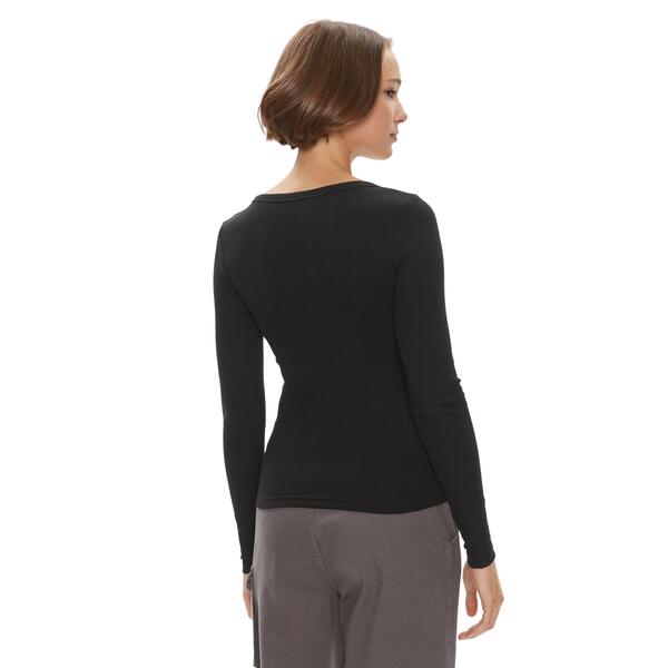 Γυναικεία Μπλούζα Tommy Jeans TJW Slim Essential Rib V Ls Black DW0DW17990-BDS