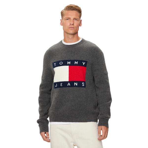 Ανδρικό Πουλόβερ Tommy Jeans Tjm Reg Melange Flag Sweater New Charcoal Melange DM0DM19442-PUB
