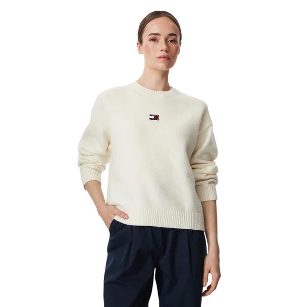 Γυναικείο Πουλόβερ Tommy Hilfiger Tjw Fluffy Badge SweaTer Ext Off White DW0DW23831-YBH