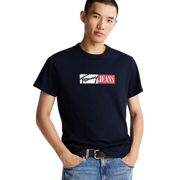 Aντρικό T-shirt Tommy Jeans Slim Entry Graphic Ext Dark Night Navy DM0DM20365-C1G