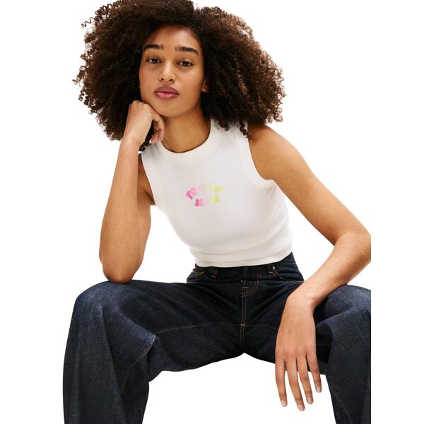 Γυναικείο Top Tommy Jeans Tjw Slim Sh Tj Bubble Tank Ecru DW0DW22280-YBL