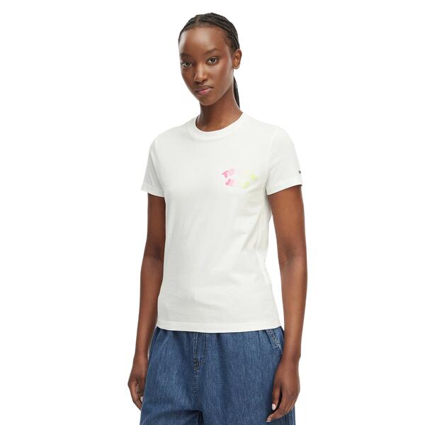 Γυναικείο T-Shirt Tommy Jeans Reg Tj Bubble Ss Tee Ext Ecru DW0DW22310-YBL