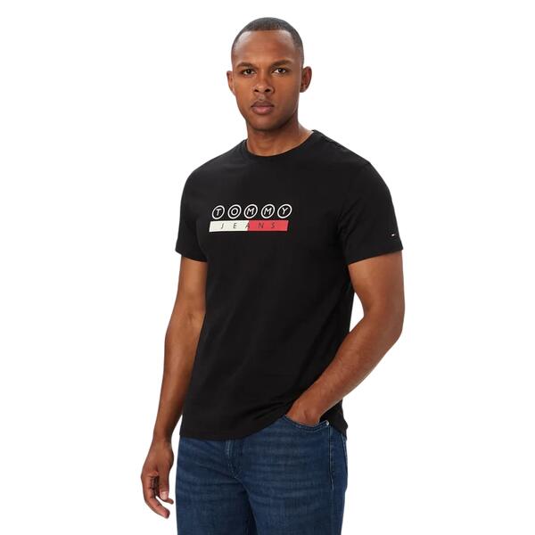 Ανδρικό T-shirt Tommy Jeans Tjm Slim Dna Play Tee Ext Black DM0DM23715-BDS
