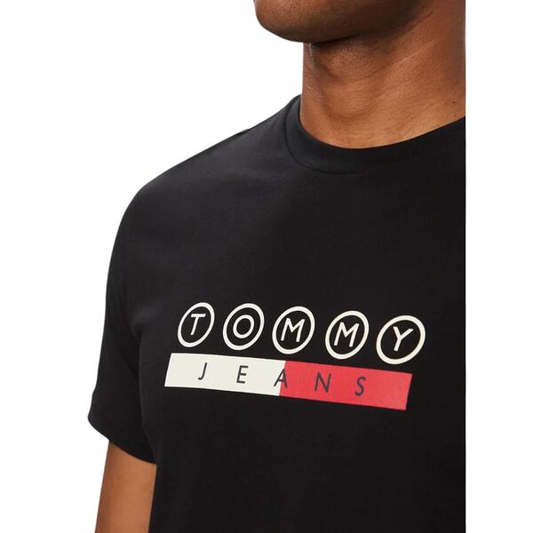 Ανδρικό T-shirt Tommy Jeans Tjm Slim Dna Play Tee Ext Black DM0DM23715-BDS
