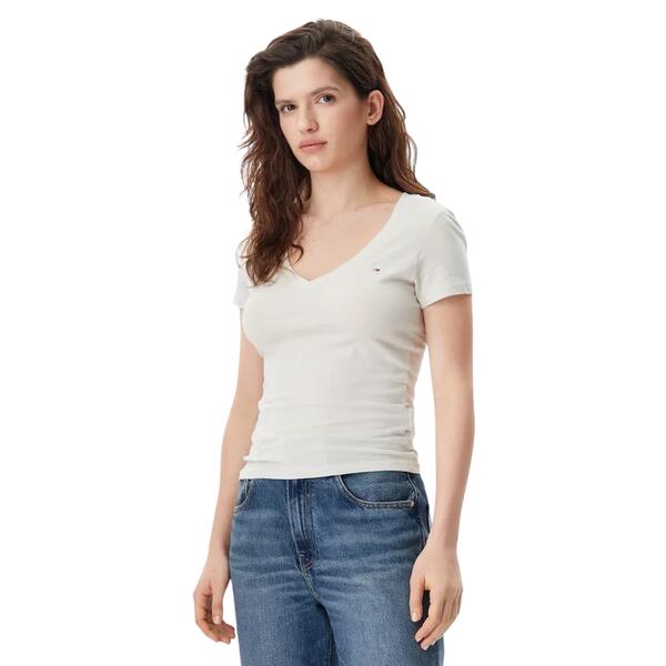 ΓυναικείοT-shirt Tommy Jeans V Neck Newsprint DW0DW20458-ACG