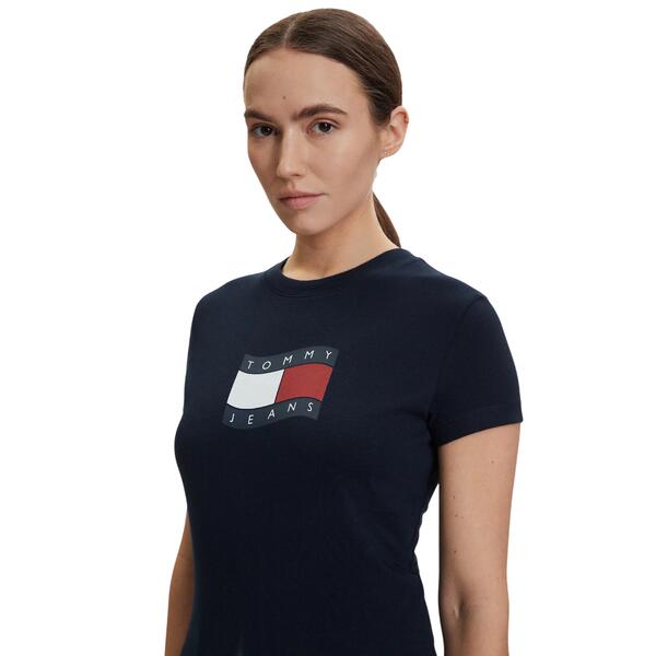 Γυναικείο T-shirt Tommy Jeans Tjw Slim Wavy Flag Tee Ext Dark Night Navy DW0DW22781-C1G