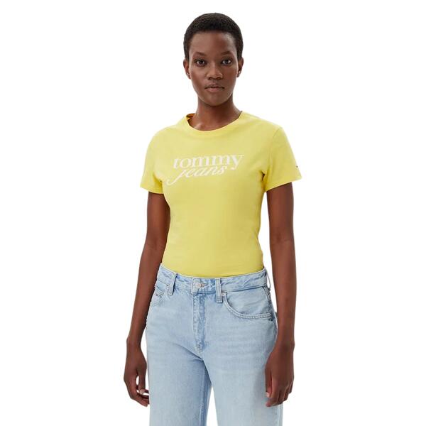 Γυναικείο T-shirt Tommy Jeans Slim Essential Logo ExYellow Dahlia DW0DW19447-ZGP