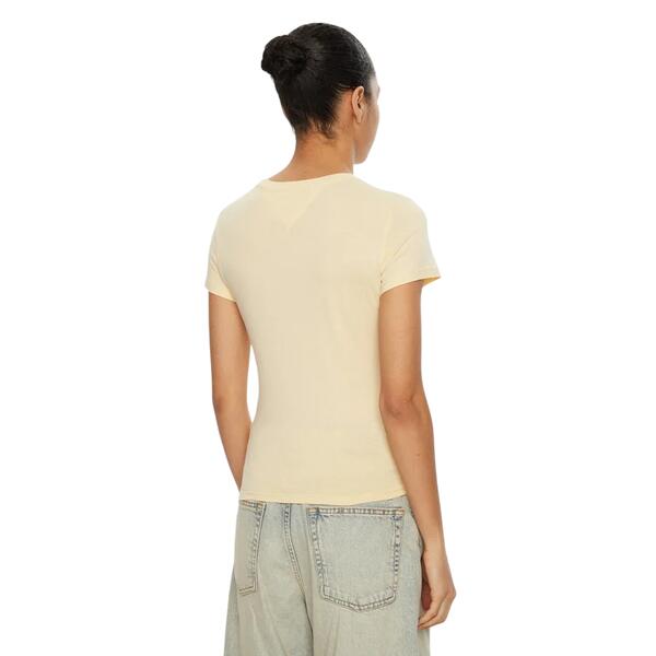 Γυναικείο T-shirt Tommy Jeans Slim Tonal Linear Tee Ext Custard Cream DW0DW20315-ZGA