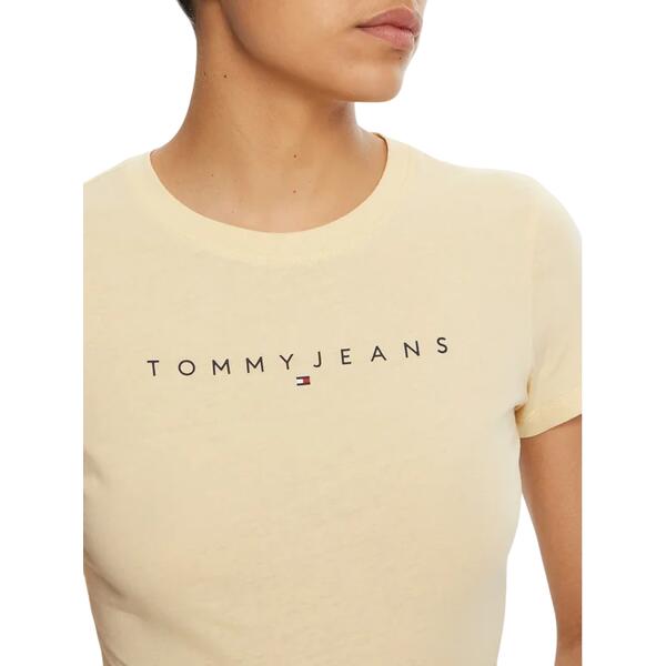 Γυναικείο T-shirt Tommy Jeans Slim Tonal Linear Tee Ext Custard Cream DW0DW20315-ZGA