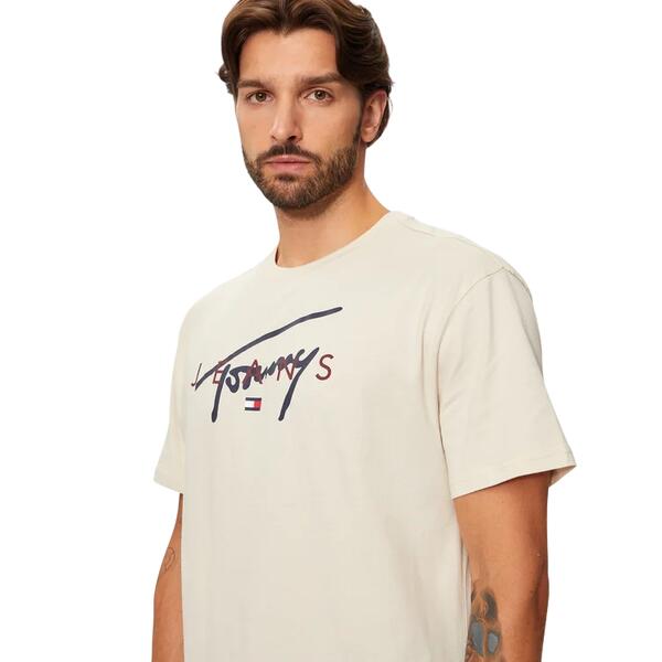 Ανδρικό T-Shirt Tommy Jeans Tjm Reg Signature Twist Tee Ext Newsprint DM0DM19683-ACG