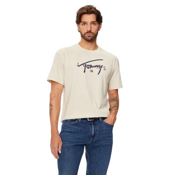 Ανδρικό T-Shirt Tommy Jeans Tjm Reg Signature Twist Tee Ext Newsprint DM0DM19683-ACG