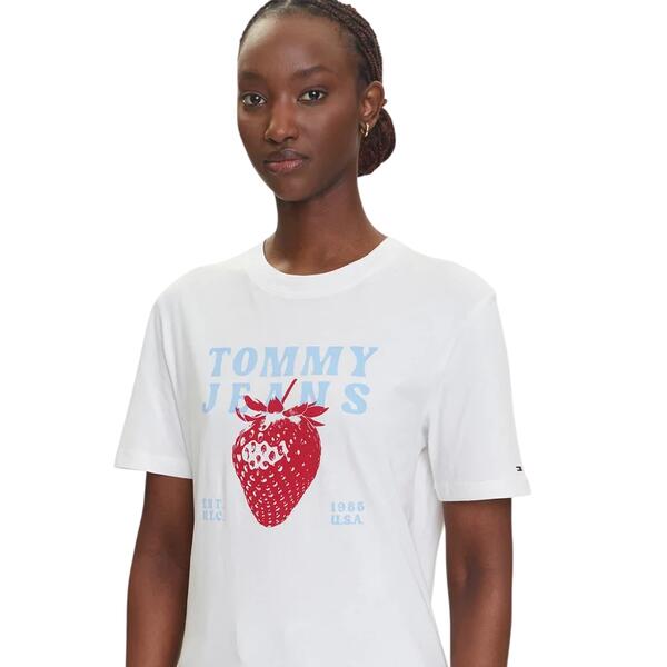 Γυναικείο T-Shirt Tommy Jeans Rlx Tj Strawberrry Tee Ecru DW0DW20894-YBL