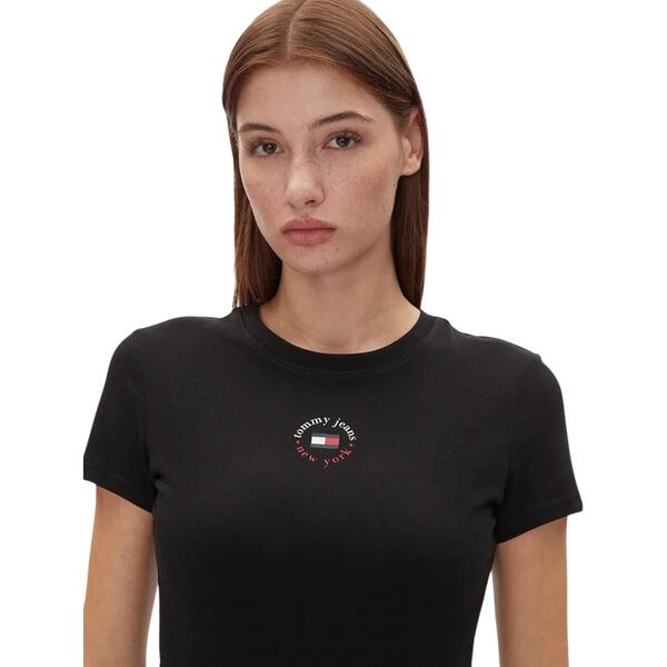 Γυναικείο T-shirt Tommy Jeans Slim Essential Logo 2 Tee Black DW0DW20316-BDS