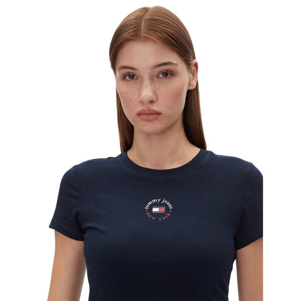 Γυναικείο T-shirt Tommy Jeans Slim Essential Logo 2 Tee Dark Night Navy DW0DW20316-C1G