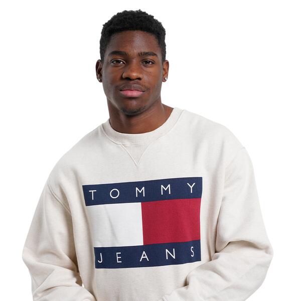 Αντρικό Φούτερ Tommy Jeans Melange Flag Crew Oat Marl Htr DM0DM21186-AE3